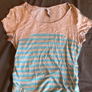 Blue and gray maternity top